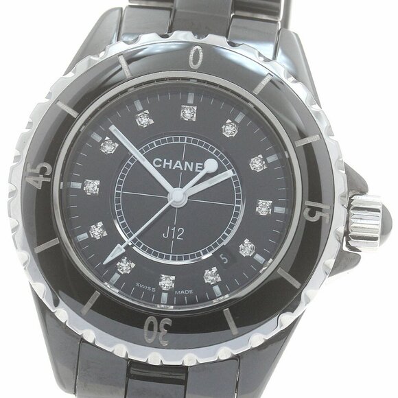 CHANEL J12 H1625 Black ceramic 33mm 12P diamond Quartz Ladies Watch_881909 - Picture 1 of 6